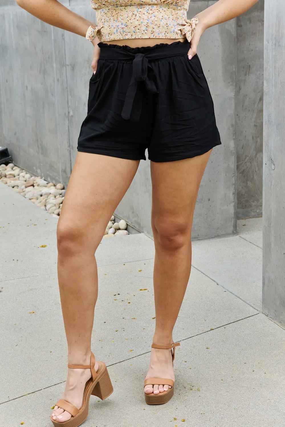Back On Top High Waist Paper Bag Shorts