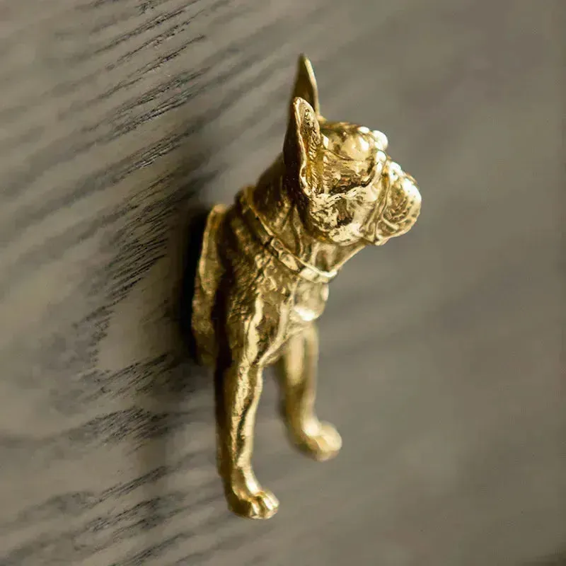 Brass Animal Bulldog Inspired Cabinet Door Knobs
