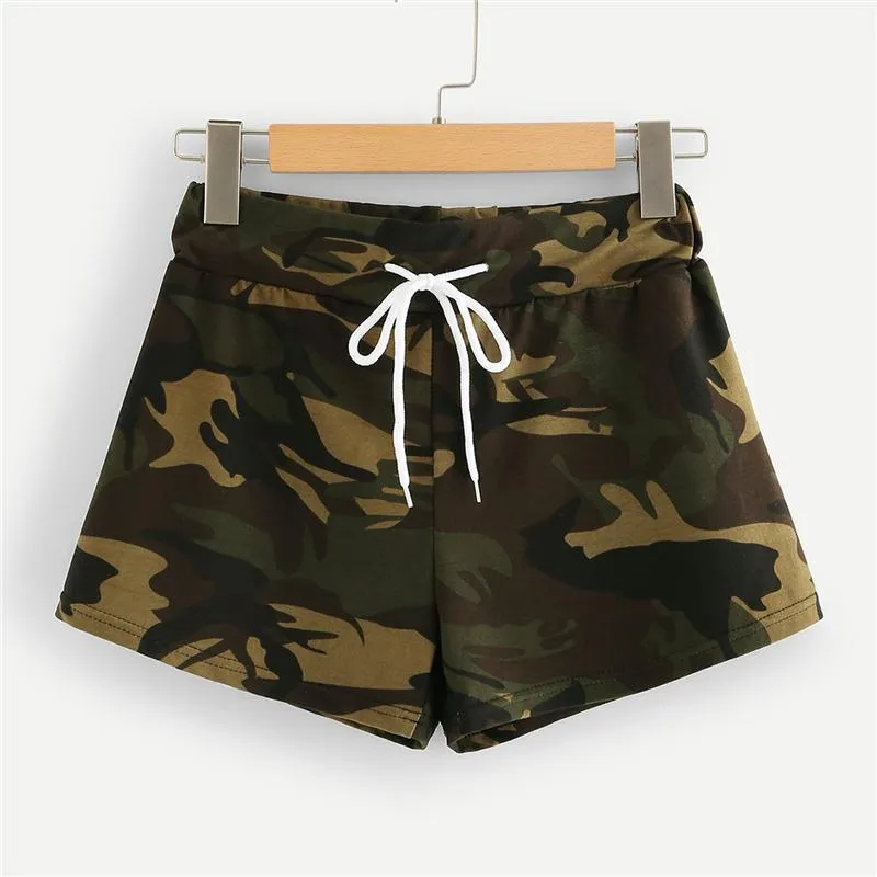 Camouflage Drawstring Waist Shorts