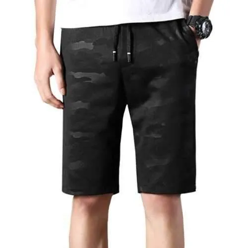 Drawstring Camouflage Casual Shorts - Black S