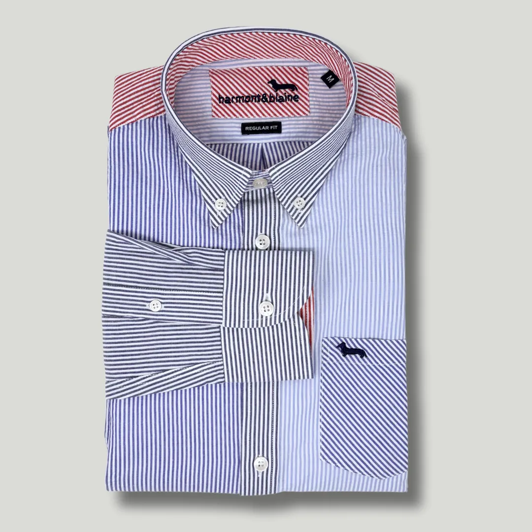 Harmont & Blaine Patchwork Shirt - Light Blue