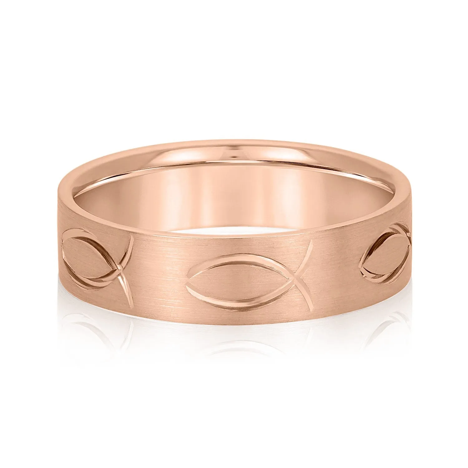 Ichthus Jesus Fish Inspired Men's Wedding Band