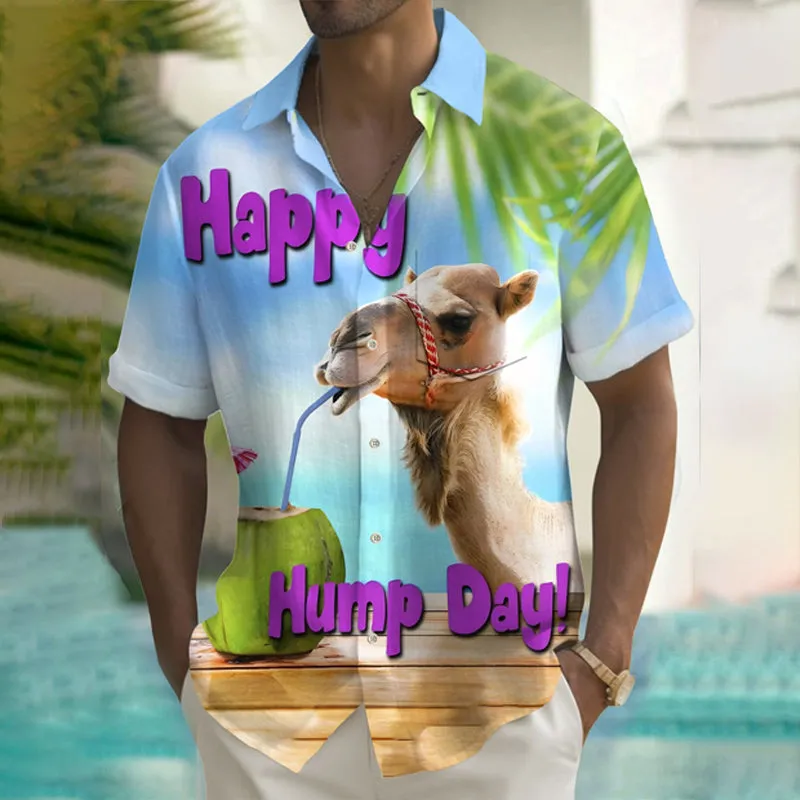 Men's Camel Hump Day Print Camping Shirt