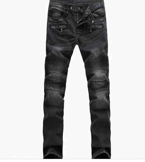 Men's Patchwork Ripped Long Jeans