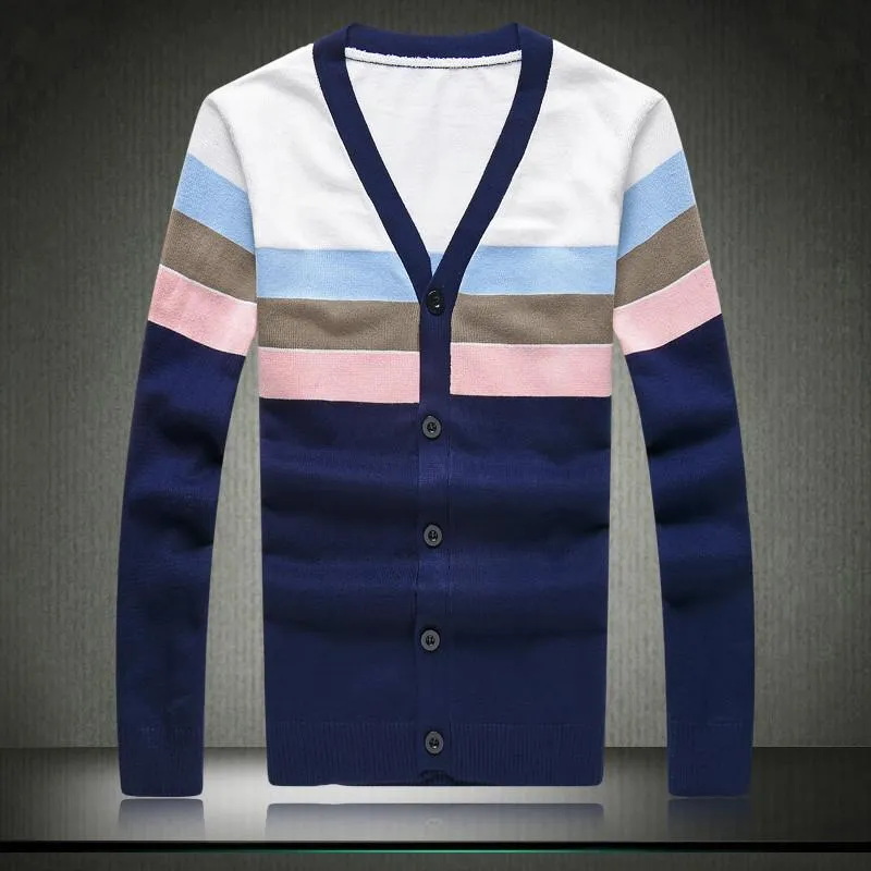 Men's Patchwork Striped Cardigan