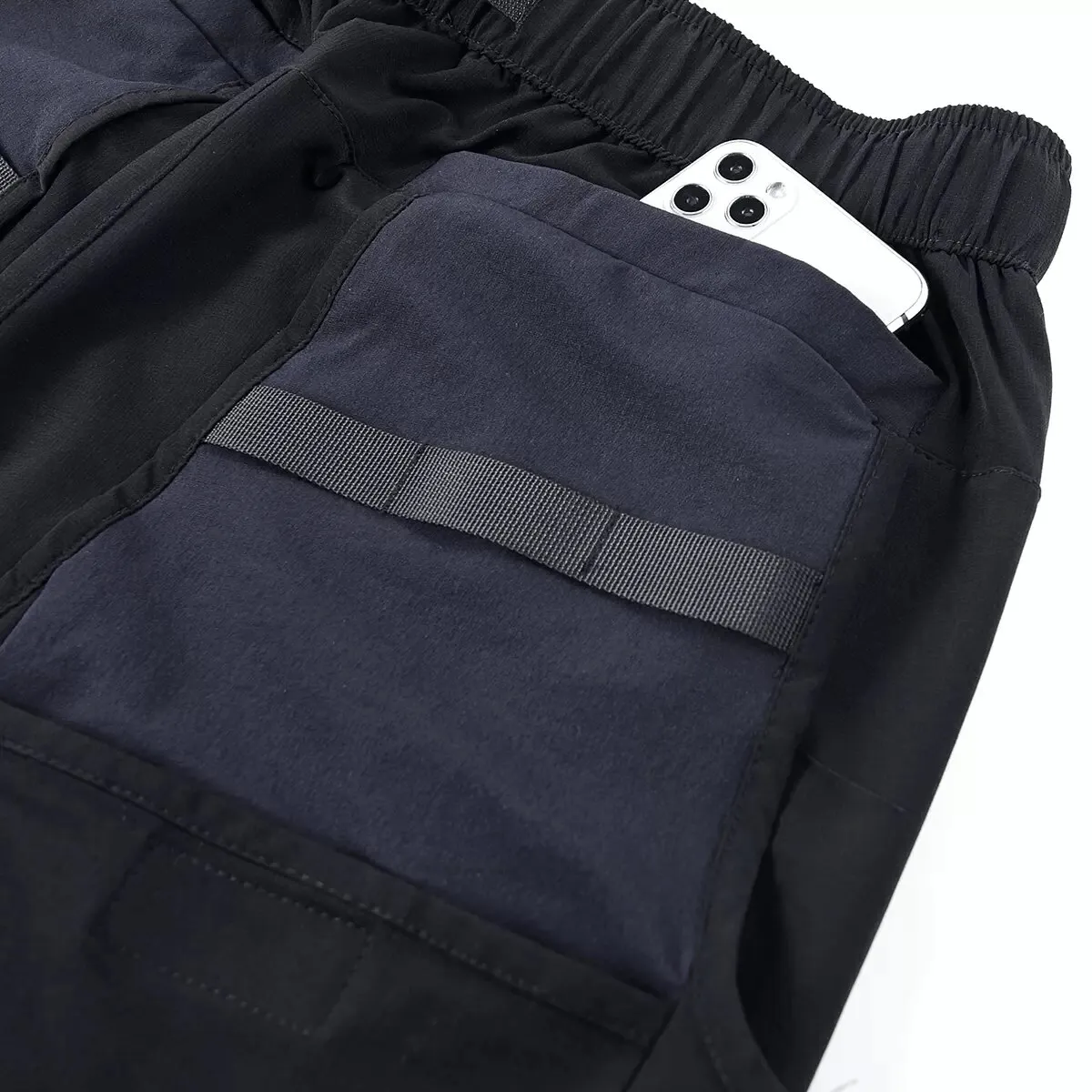 Multi Pockets Ribbons Tactical Cargo Shorts / Men's Fashion Elastic Waist Shorts