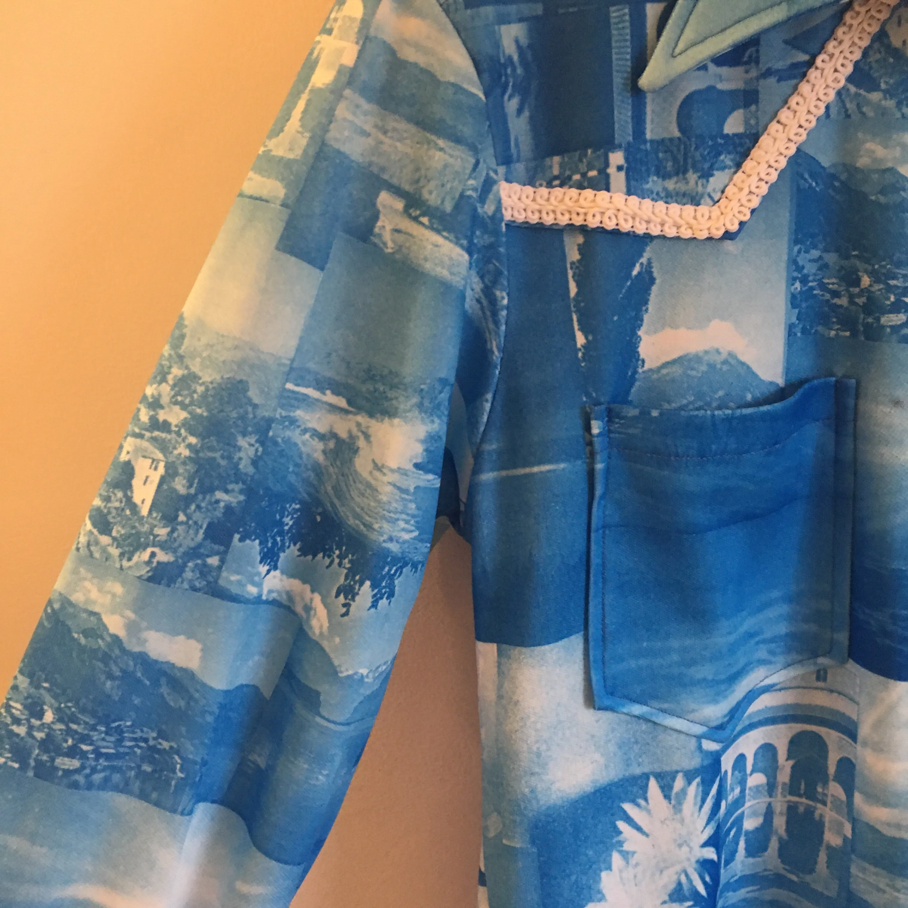 Rare Vintage Handmade 70s Photo Collage Pearl Snap Western Shirt