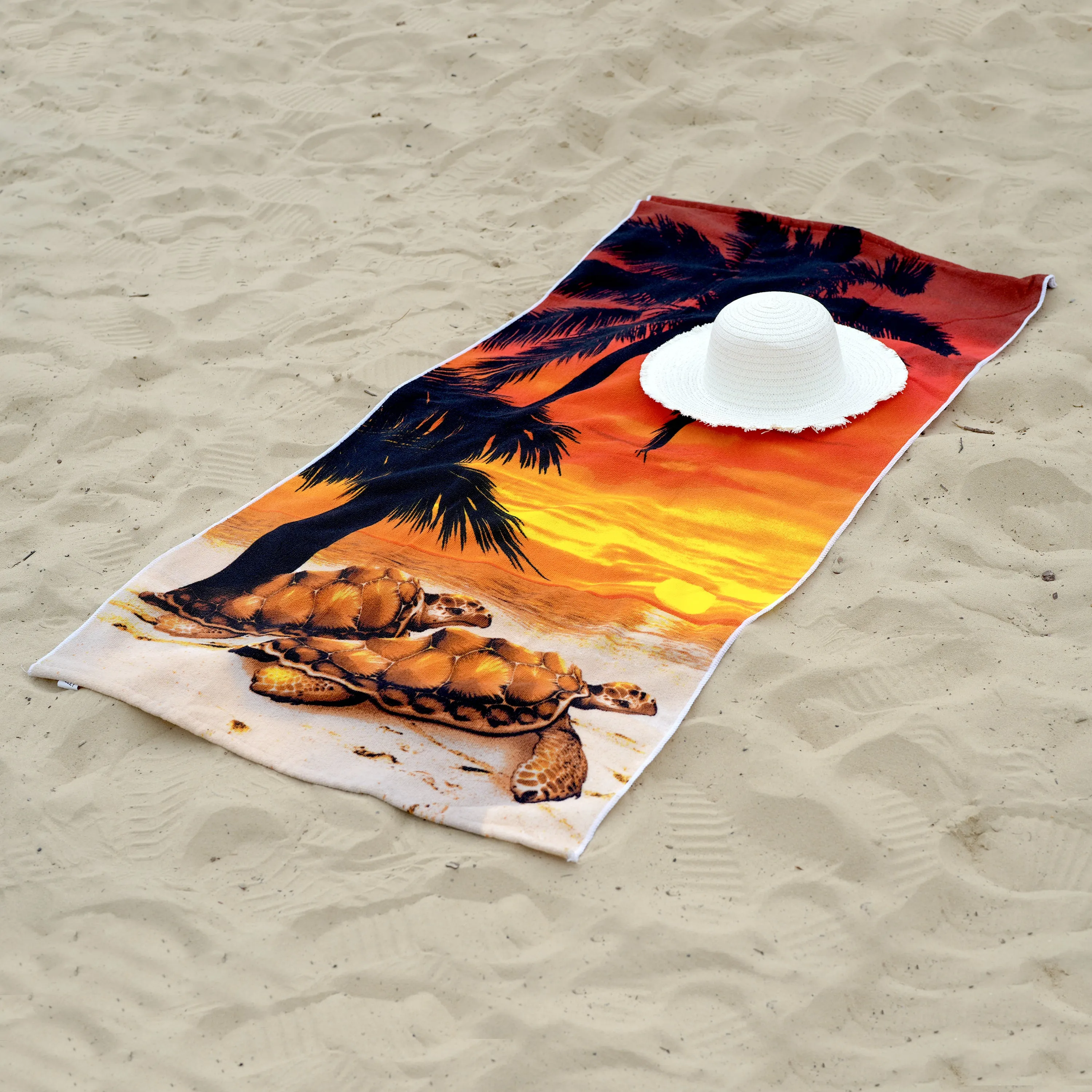 Sunset Turtles  Design Large Towel