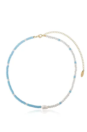 Turquoise and Pearl Strand Necklace